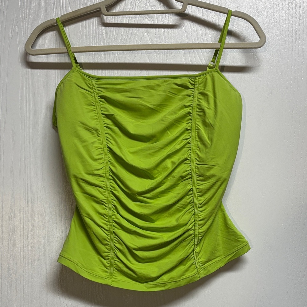 Cache Lime Green Ruched Fitted Camisole Top